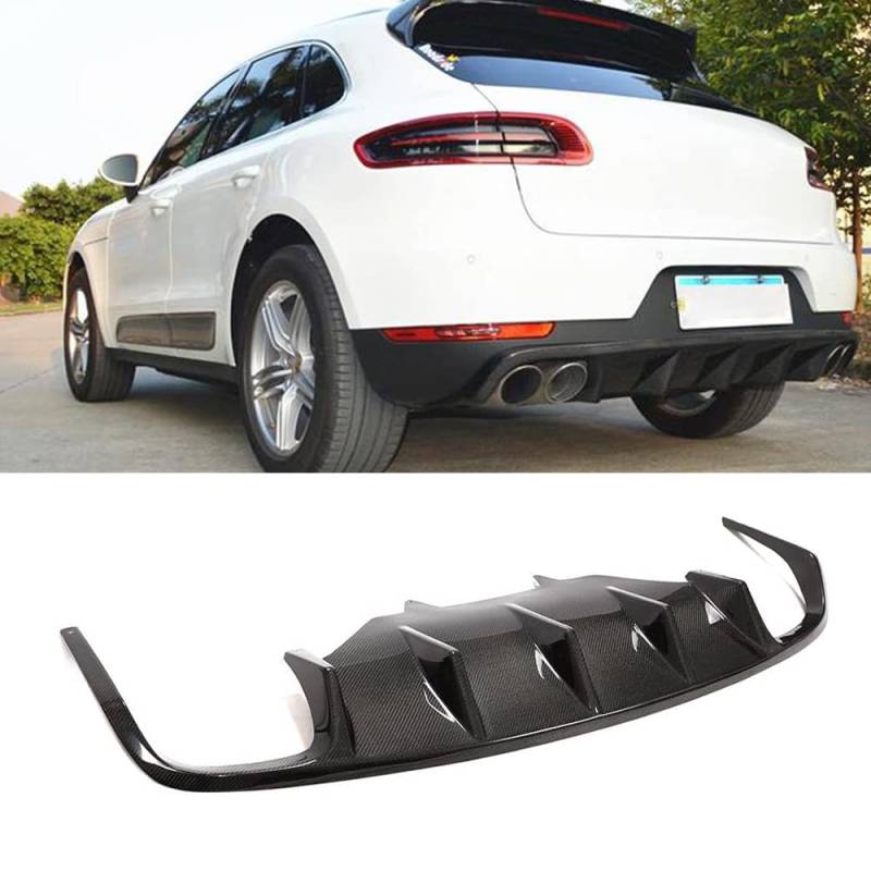 TGFOF Heckstoßstangen-Diffusor aus Kohlefaser passend für Porsche Macan SUV 4-Türer 2014-2020 Factory Outlet CF untere Stoßstangenlippe Spoiler-Körper-Kit von TGFOF