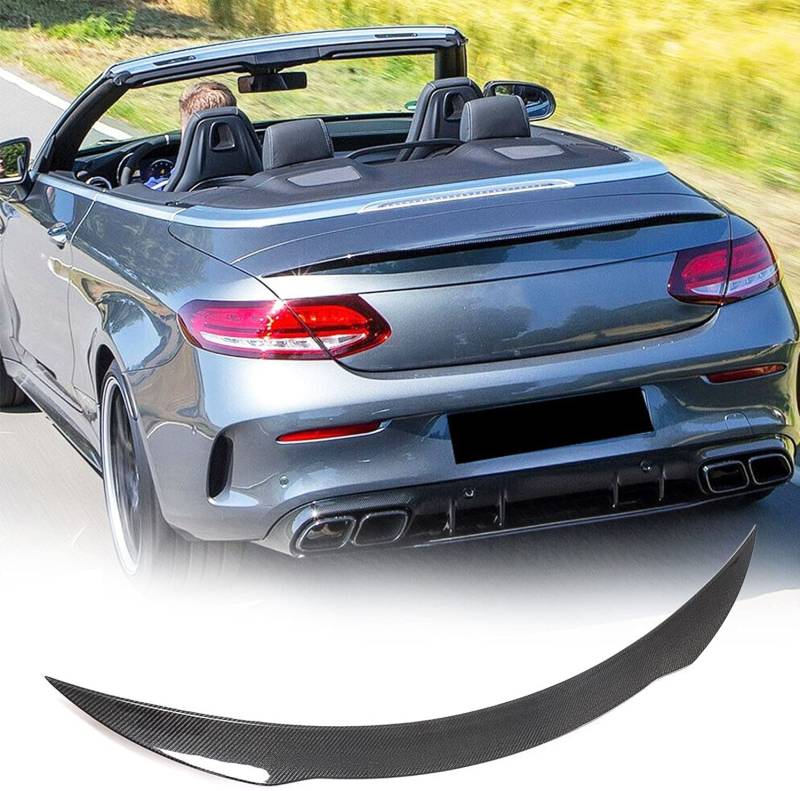 TGFOF Kofferraumspoiler aus echtem Kohlefaser passend für Mercedes Benz C-Klasse W205 A205 C43 C63 AMG Cabrio 2-Türer 2015-2020 Fabrikauslass CF Heckklappendeckel Highkick Heckflügellippe von TGFOF