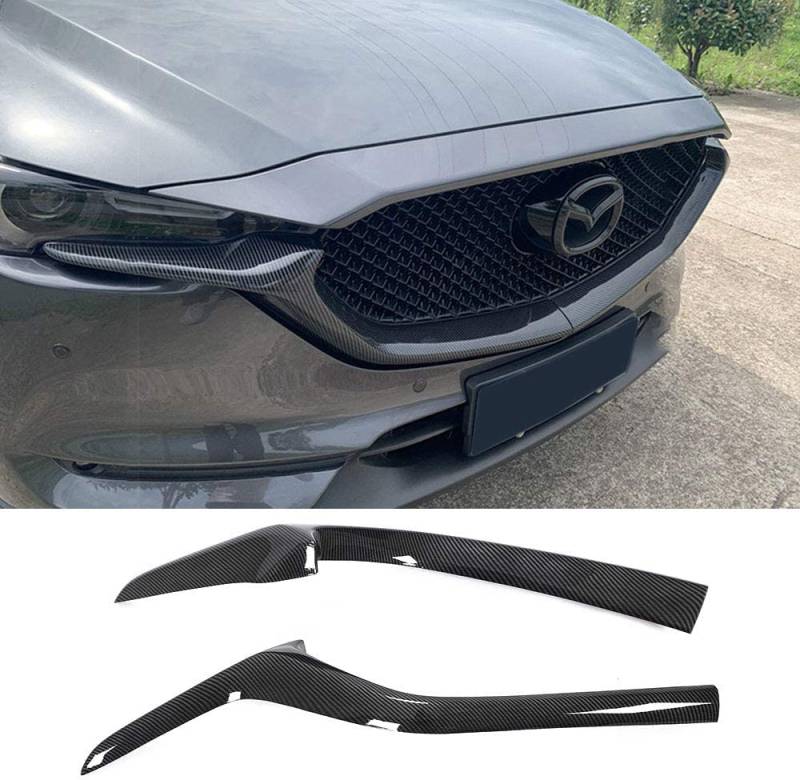 TGFOF Kohlefaser-Look Chrom Auto Front Stoßstange unten Grill Zierleisten Abdeckung Dekorative Formteile für Mazda CX-5 CX5 CX8 2017 2018 2019 2020 Schwarz von TGFOF