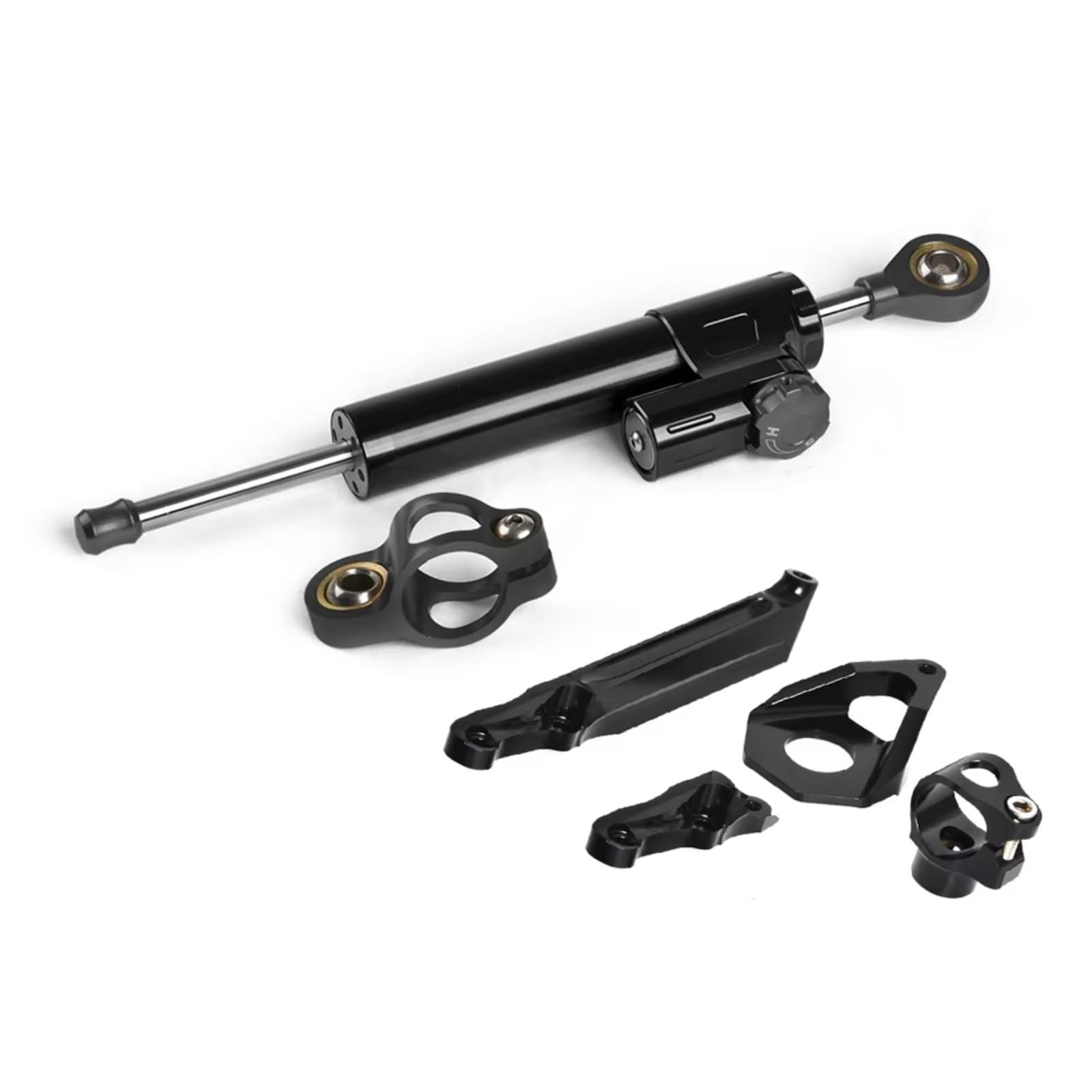 TGFQOLB Lenkungsdämpfer Motorrad Kompatibel Mit CBR600RR Für CBR 600 RR 2005 2006 Motorrad Einstellbare Stabilisator Lenkung Dämpfer Halterung Mount Kit Universal(Black) von TGFQOLB