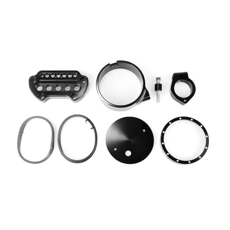 TGFQOLB Motorrad Instrumentengehäuse Für Sportster XL 1995-2015 Für Dyna Für Models 1993-2005 Motorseitenabdeckung Tachometerverlegung Halterung Blinker Lenkererhöhungsklemme(Black White) von TGFQOLB