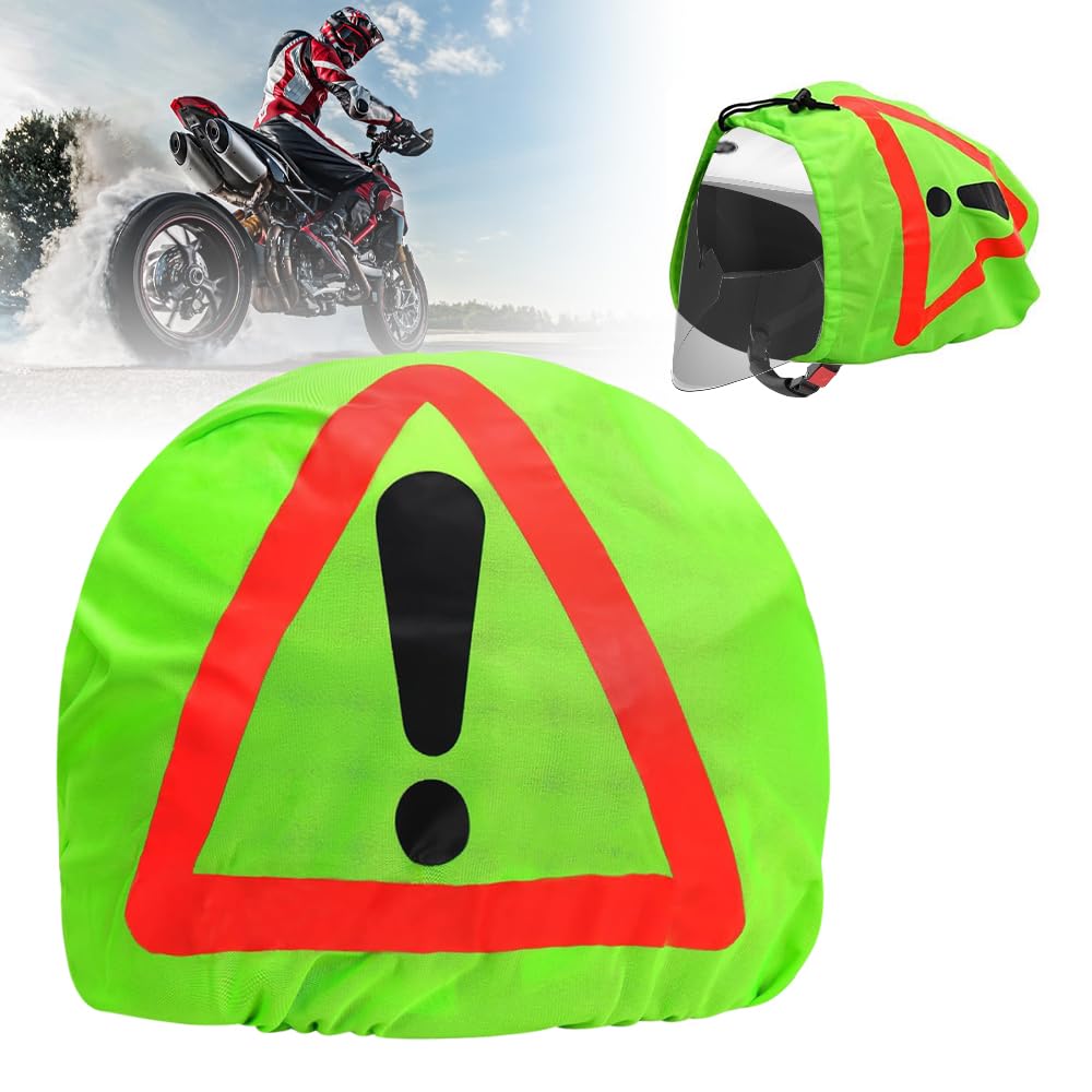 TGKYK Warndreieck Motorrad Helm, 46x43cm Motorrad Warndreieck Helmüberzug, Pannendreieck Motorrad, Motorradhelm Helmbeutel für Unfallsicherung Unfallstelle Kennzeichnung (Neongrün) von TGKYK