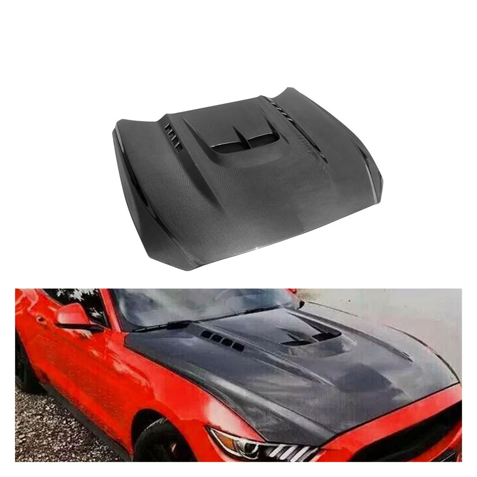 ECHT CARBON Front Haube Motorhaube Motor Abdeckung Körper Kit Kompatibel for Mustang 2015-2017 von TGLDGGFD