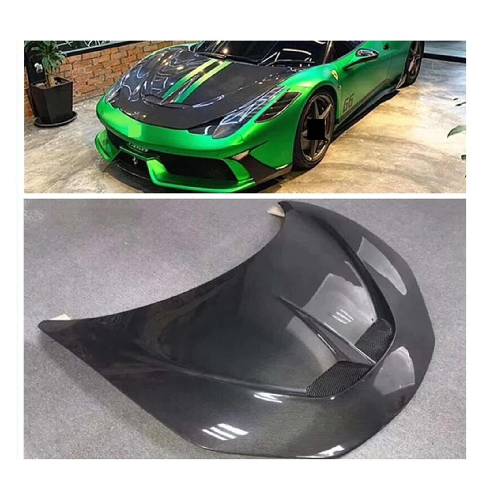 Kompatibel mit Ferrari 458 Carbon Fiber & FRP Primer Frontstoßstange Motorhaube Motorhaube Entlüftungsabdeckung Autozubehör(Double-Sided Carbon) von TGLDGGFD