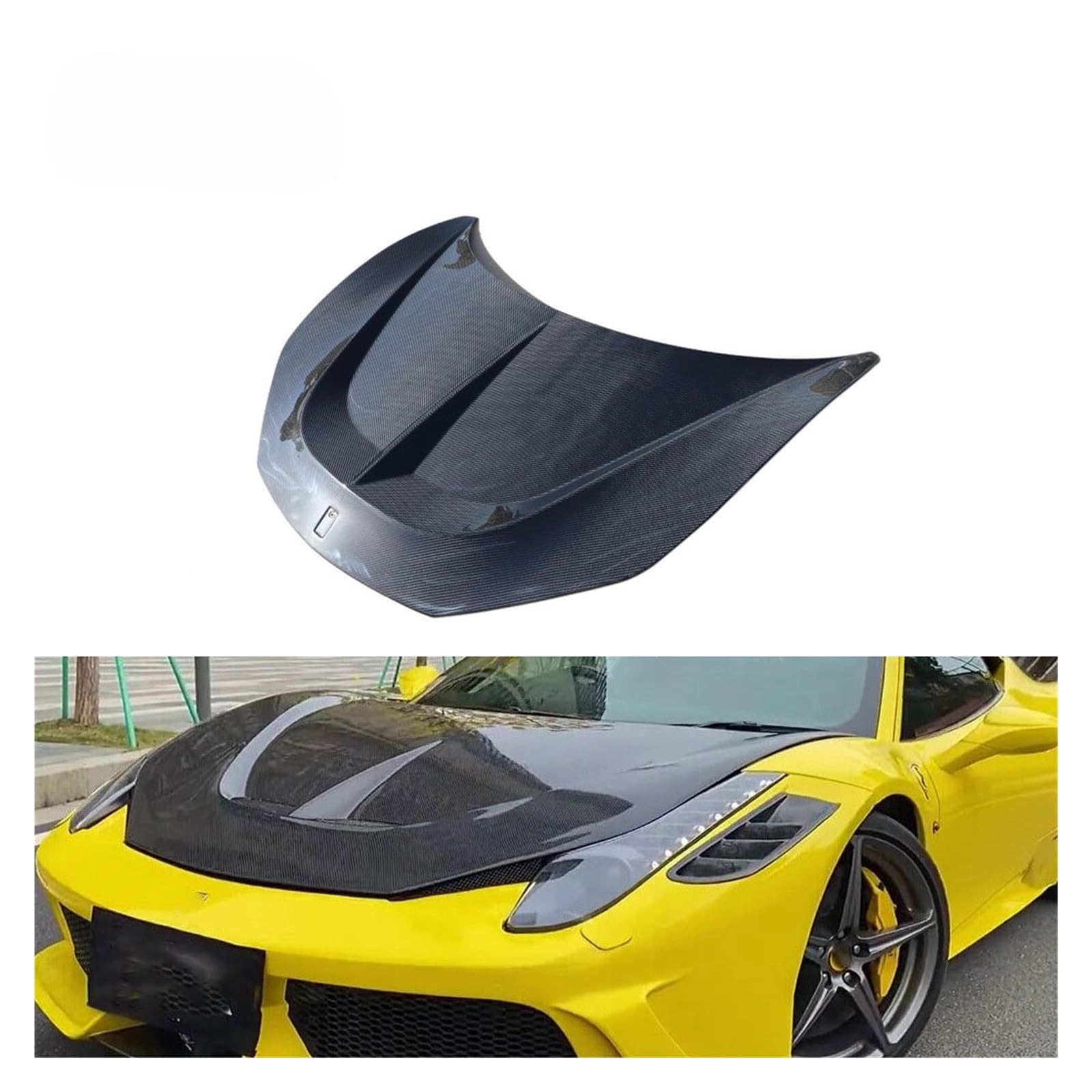 Motorhauben aus trockenem Carbonfaser-458, kompatibel mit Ferrari 458 Italia/Speciale von TGLDGGFD