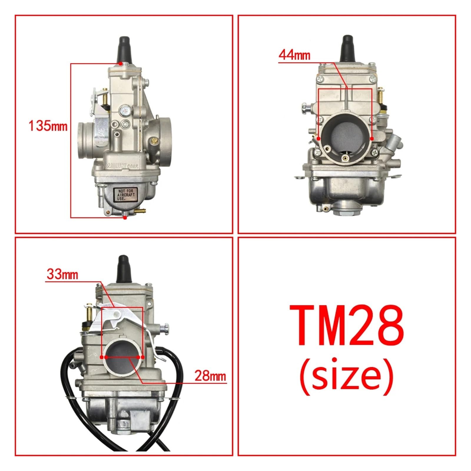 TM28 Vergaser kompatibel mit Vergaser Mikuni Vergaser Carb TM 28 150–250 cc 2T 4TStroke Motor Vergaser Flachschiebezapfen Vergaser von TGLDGGFD