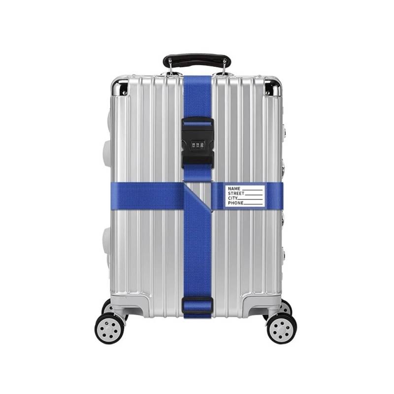 4 m Reisegepäckgurte, verstellbarer Koffergurt, Gepäck, Kreuzpackgurt mit Namenskarte, Reisezubehör, 55,9–81,3 cm (blau mit Passwort) von THEDAYBABY