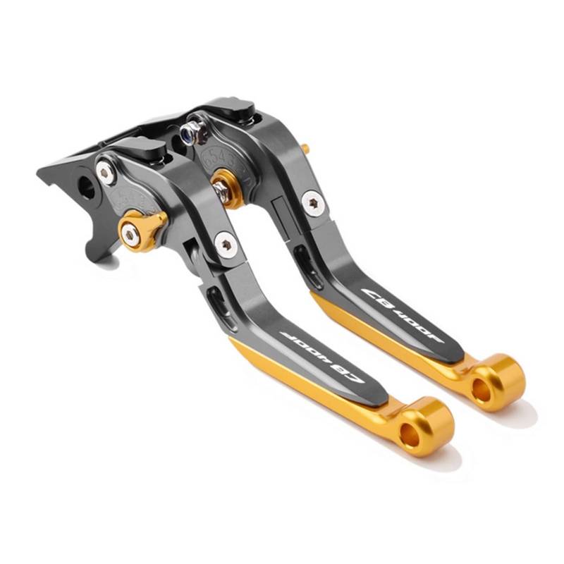 THIKK Motorradzubehör Flash-Angebote Einstellbare Faltbare Ausziehbare Bremskupplungshebelgriff Replacement for Hon Da CB400F CB 400F 400 F Brake Clutch Levers(GrayGrayGold) von THIKK