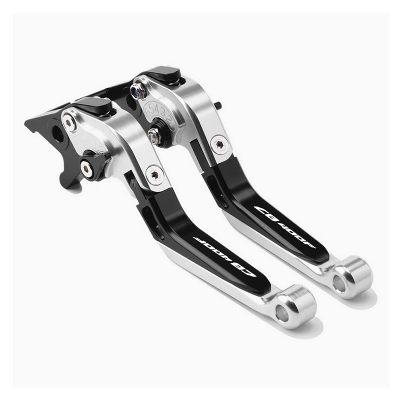 THIKK Motorradzubehör Flash-Angebote Einstellbare Faltbare Ausziehbare Bremskupplungshebelgriff Replacement for Hon Da CB400F CB 400F 400 F Brake Clutch Levers(SilverBlackSilver) von THIKK