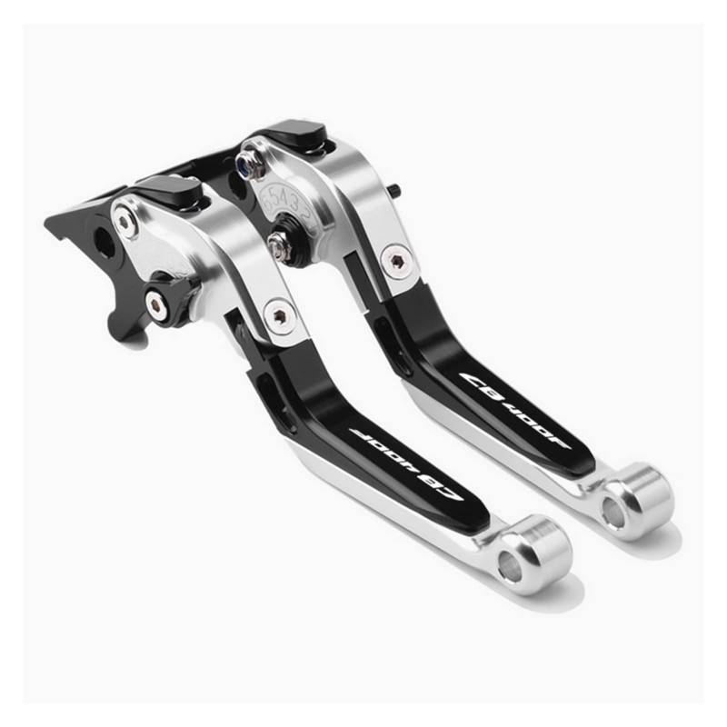 THIKK Motorradzubehör Flash-Angebote Einstellbare Faltbare Ausziehbare Bremskupplungshebelgriff Replacement for Hon Da CB400F CB 400F 400 F Brake Clutch Levers(SilverBlackSilver) von THIKK