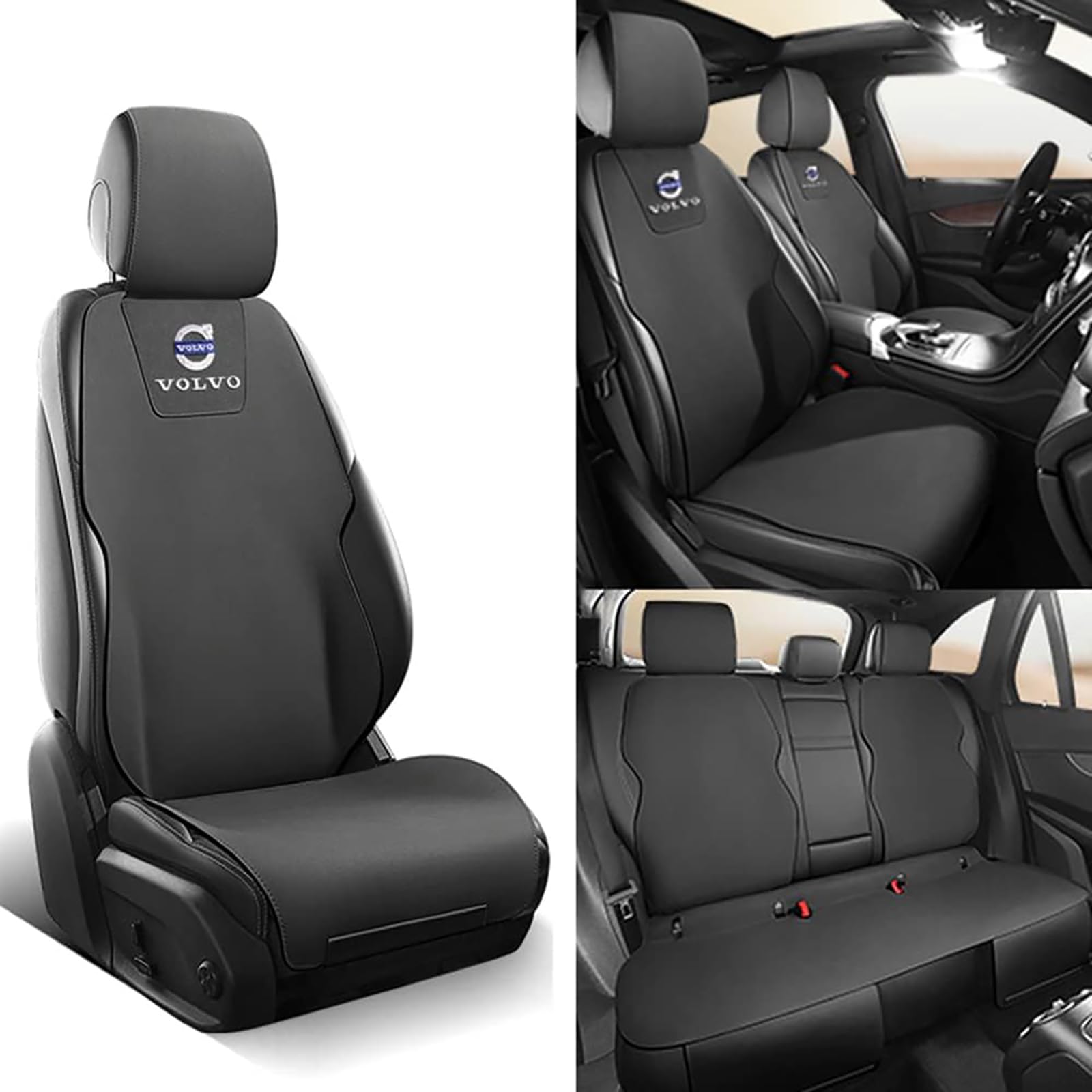 THINND Auto Sitzbezug Sets für Volvo C40 2022 2023,Vordere Reihe Rücksitz Allwetter Wasserdicht Bequem Autositzschoner,Airbag kompatibel,A/Black von THINND