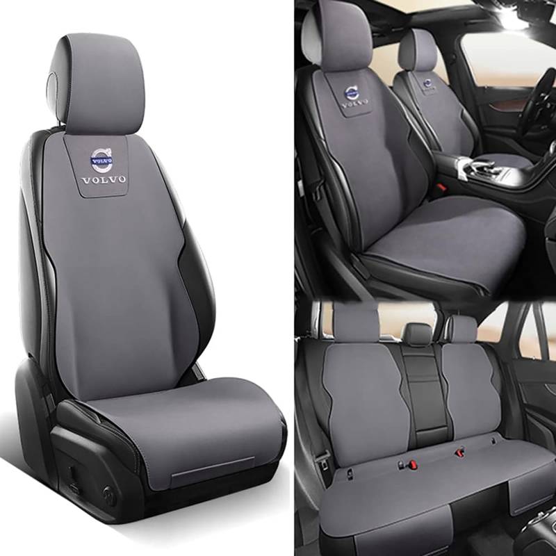 THINND Auto Sitzbezug Sets für Volvo C40 2022 2023,Vordere Reihe Rücksitz Allwetter Wasserdicht Bequem Autositzschoner,Airbag kompatibel,E/Grey von THINND