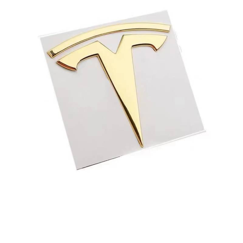 Auto Logo Aufkleber Abzeichen für Tesla Model Y, Selbstklebend Autoaufkleber Emblem Abziehbilder, Body Abzeichen Aufkleber, Auto Zubehör,Front-D Gold von THOMIX