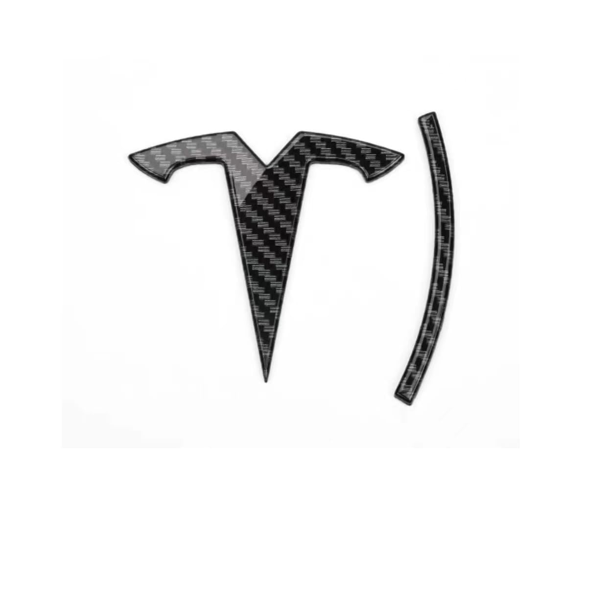 Auto Logo Aufkleber Abzeichen für Tesla Model Y, Selbstklebend Autoaufkleber Emblem Abziehbilder, Body Abzeichen Aufkleber, Auto Zubehör,Front-E Carbon Fiber von THOMIX