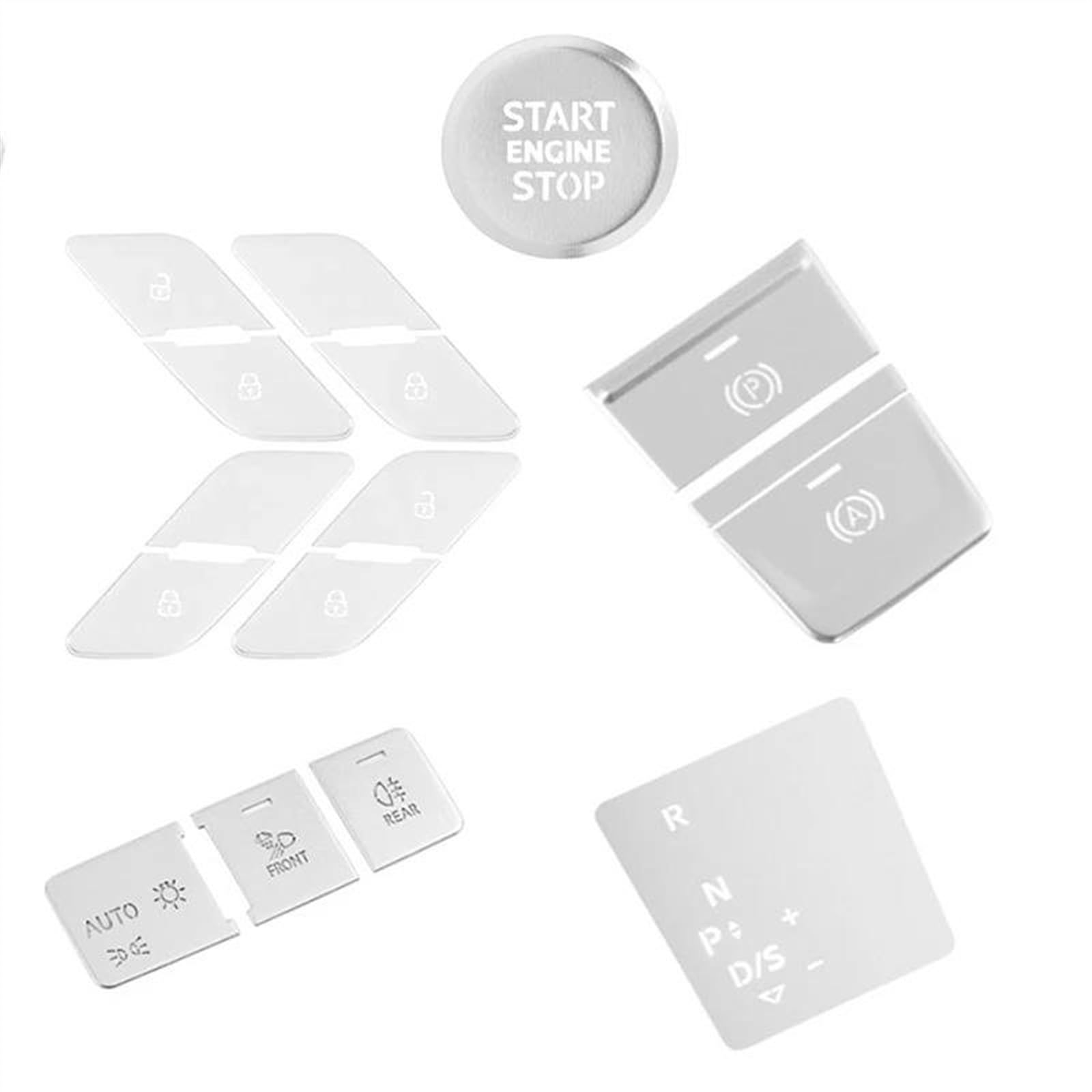 THRU Autodekoration Kompatibel Mit A6 C8 A7 2019 2020 2021 2022 2023, Auto-Zentralsteuerung, Türschloss, Motor, Start-Stopp, Elektronischer Handbremsschalter, Tastenabdeckung, Aufkleber von THRU