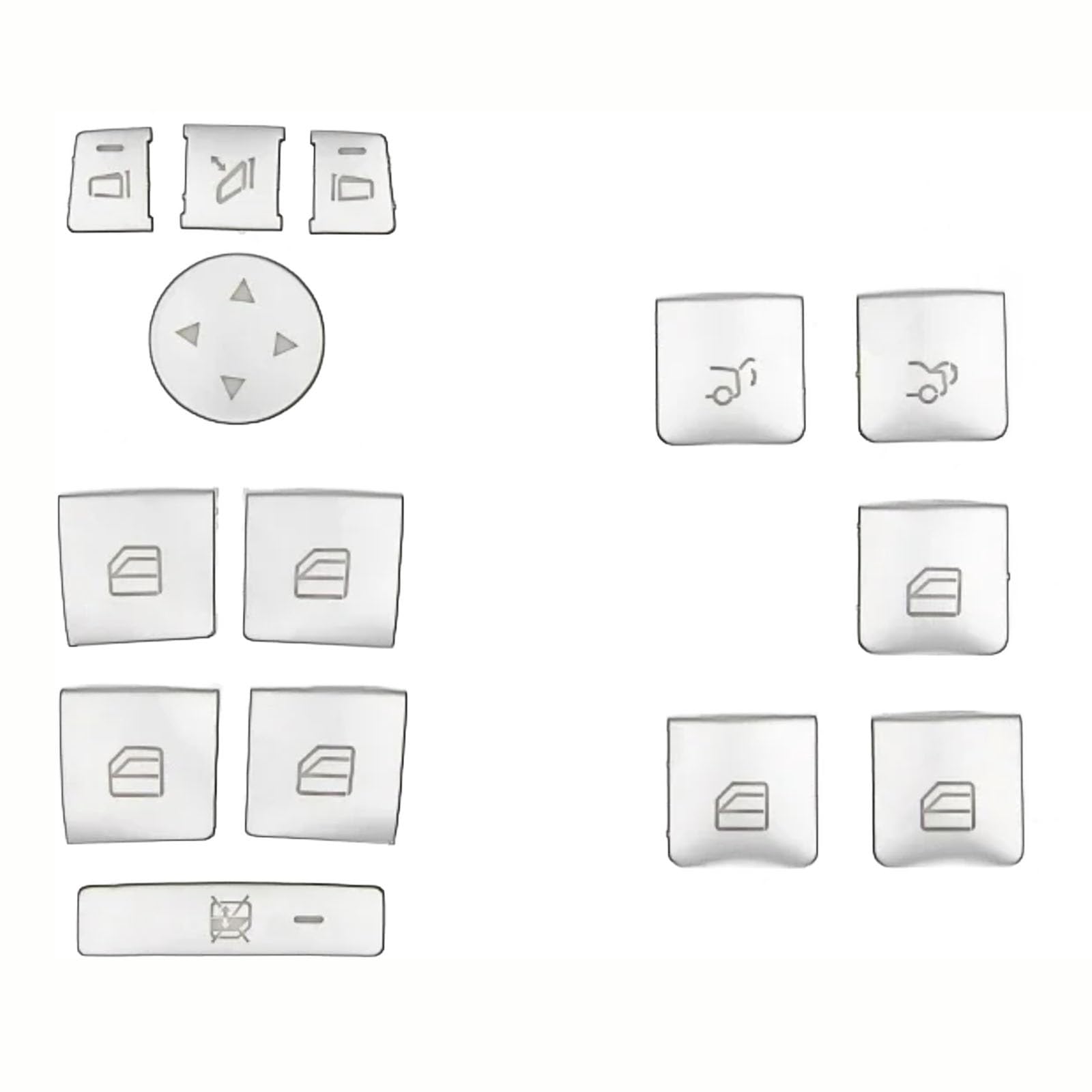 THRU Autoknopf Aufkleber Set Kompatibel Mit Benz Für B-Klasse 2012 2013 2014 2015 2016 Fensterglas-Hebeknopf-Verkleidungsaufkleber Knopfaufkleber Innenzubehör von THRU