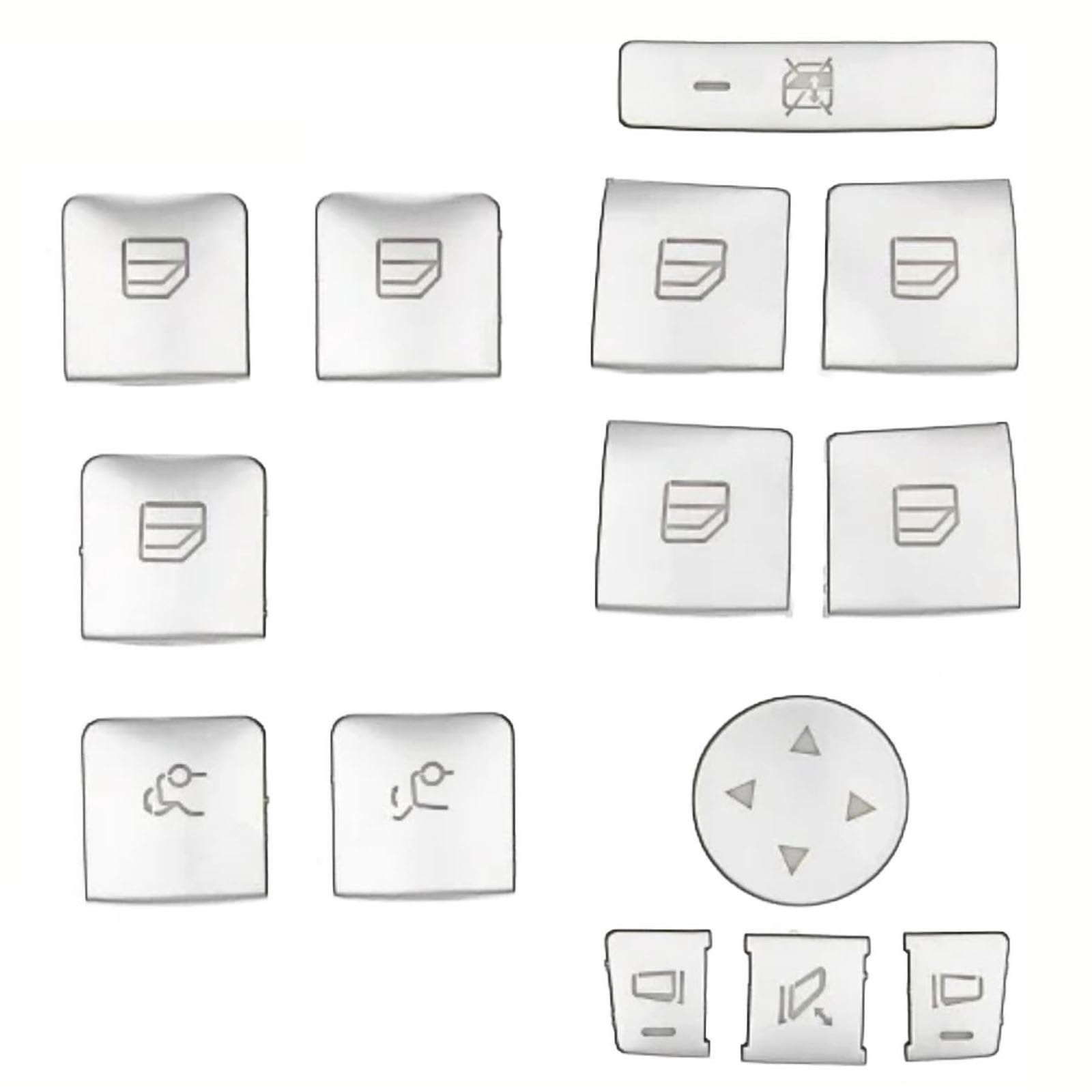 THRU Autoknopf Aufkleber Set Kompatibel Mit Benz Für E-Klasse 2010 2011 2012 2013 2014 2015 Autofenster-Glas-Lift-Knopf-Zierabdeckung Knopfaufkleber Innenausstattung von THRU