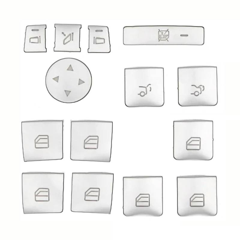 THRU Autoknopf Aufkleber Set Kompatibel Mit Benz Für Ml-Klasse 2012 2013 2014 Autofenster-Glas-Lift-Knopf-Zierabdeckung Knopfaufkleber Auto-Innenausstattung von THRU