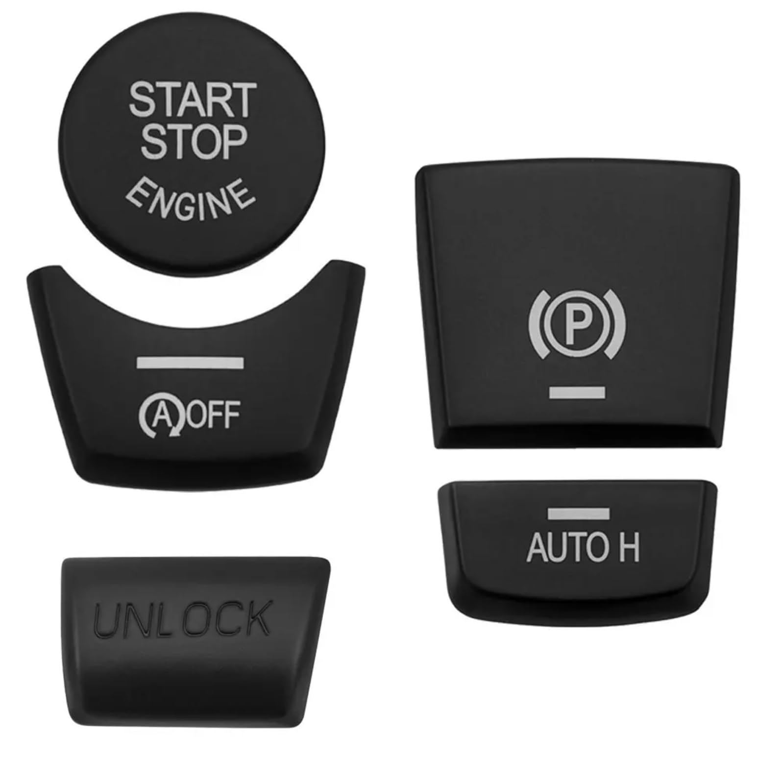 THRU Autoknopf Aufkleber Set Kompatibel Mit Für 5er 6er Serie 2011 2012 2013 2014 2015 2016 2017 Auto-Handbremse Auto H Unlock Start Stop Motorknopf Knopfabdeckung Aufkleber von THRU