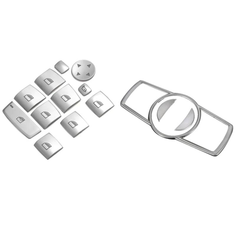 THRU Autoknopf Aufkleber Set Kompatibel Mit Für 5er Für F10 F18 2011 2012 2013 2014 2015 2016 2017 Autoschalter Knopfrahmen Aufkleber Heber Knöpfe Abdeckungen Aufkleber von THRU