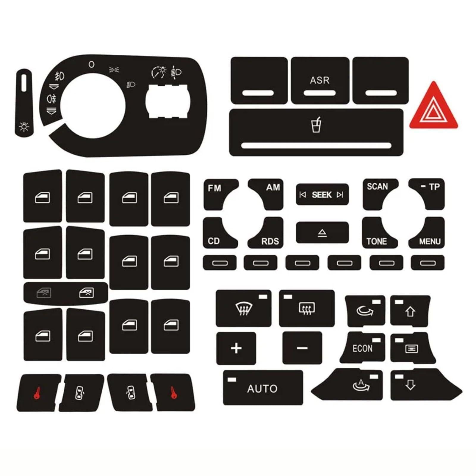 THRU Autoknopf Aufkleber Set Kompatibel Mit Für A3 8P 2004 2005 2006 2007 2008 Autoknopfaufkleber Knopfschalter Innenaufkleber Dekoration Auto-Styling-Zubehör von THRU