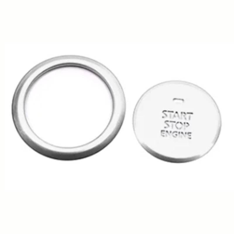 THRU Autoknopf Aufkleber Set Kompatibel Mit Mazda Für 3 Für Axela 2020 Auto-Styling-Aufkleber Auto-Motor-Zündung Start Stop Ring Gehäuseknopf Dekoration Schalter Zubehör(Silver) von THRU