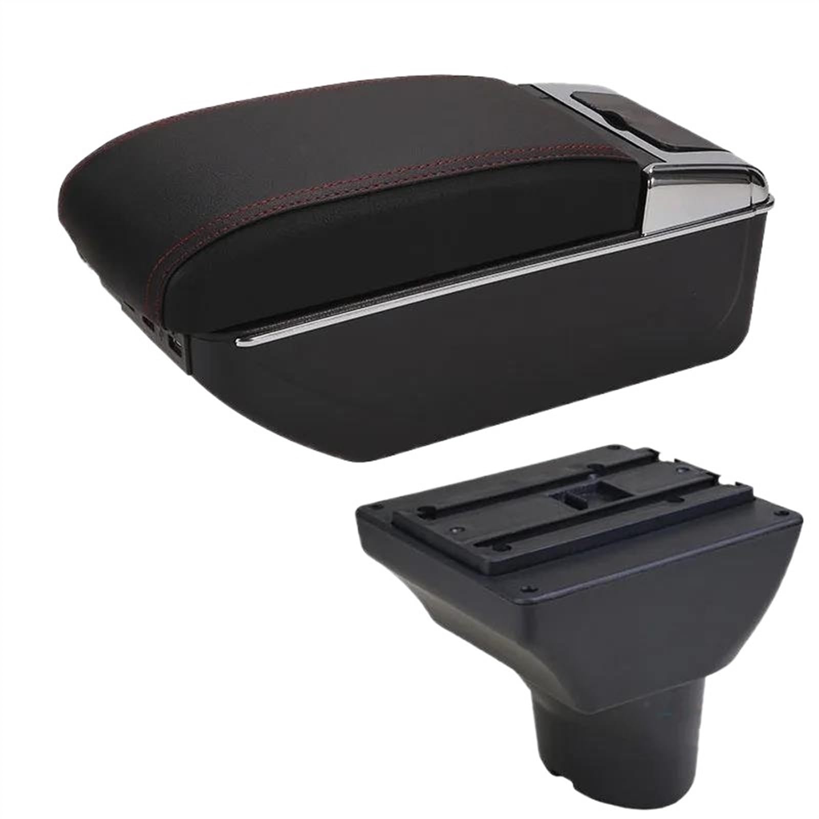 THRU Kompatibel Mit Hyundai I20 2012 Auto-Armlehnenbox, Zweilagig, Einziehbar, Zentrale Aufbewahrung Von Inhalten Mit Aschenbecher, Getränkehalter, USB-Zubehör Auto Armlehnen(3) von THRU