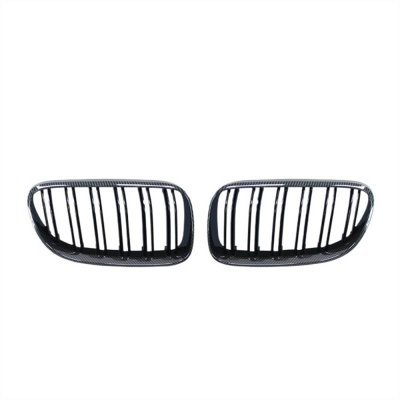 THRU Vorderer Mittelgrill des Kompatibel Mit 3er E92 E93 M3 LCI 2010 2011 2012 2013 Autofront-Doppellamellen-Nierengrill Frontgrill-Zierstreifenabdeckung(Double Line Carbon) von THRU