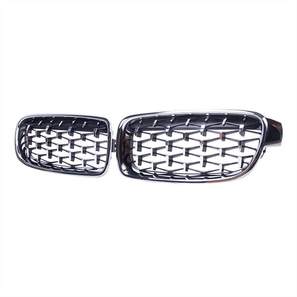 THRU Vorderer Mittelgrill des Kompatibel Mit 3er F30 F31 F35 2013 2014 2015 2016 2017 2018 2019 Auto Front Nieren Stoßfänger Gitter Diamond Style Racing Grille(Full Silver) von THRU