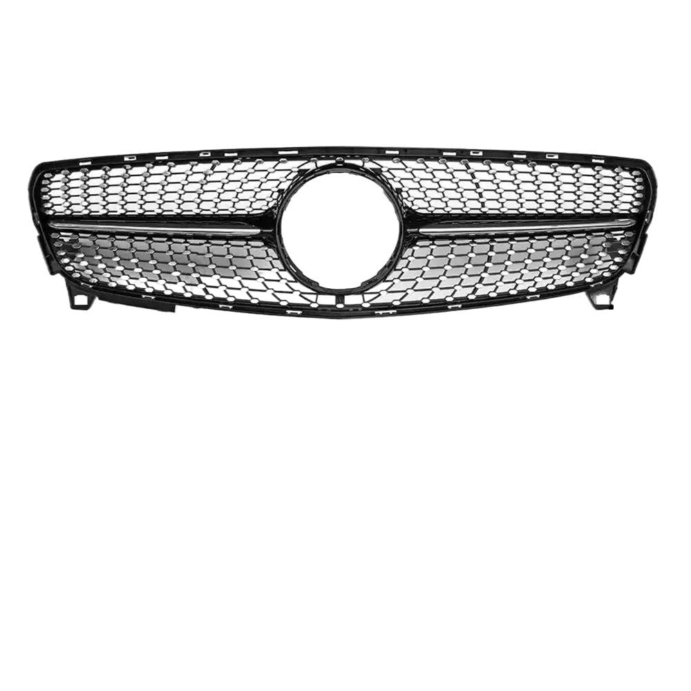 THRU Vorderer Mittelgrill des Kompatibel Mit Benz Für A-Klasse W176 A180 A200 A45 2013 2014 2015 2016 2017 2018 Auto-Frontgrill Im Diamant-Stil, Stoßstangengitter, Fronteinlassgitter(Black,2016-2018) von THRU