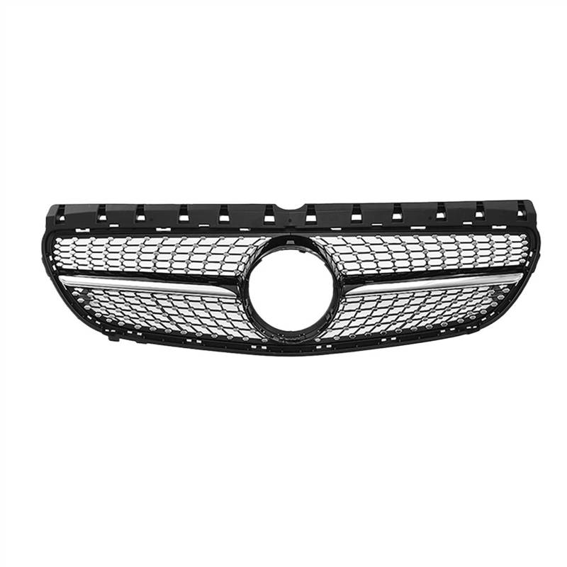 THRU Vorderer Mittelgrill des Kompatibel Mit Benz Für B-Klasse W246 B180 B200 B250 2015 2016 2017 2018 2019 Frontgrill Für Die Stoßstange, Chrom-Diamanten-Stil, Grill Glänzend Schwarz(Black,Diamonds) von THRU