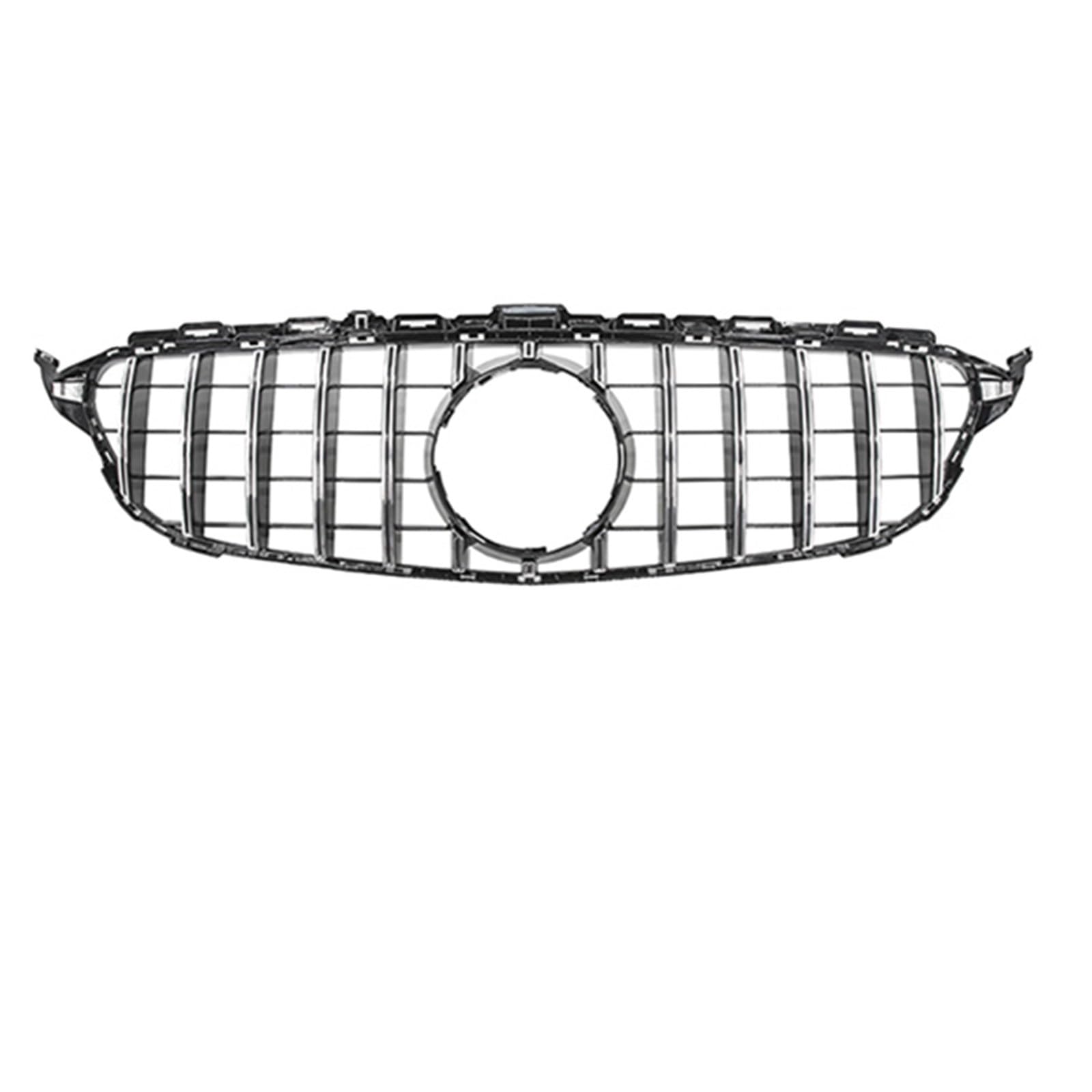 THRU Vorderer Mittelgrill des Kompatibel Mit Benz Für C-Klasse W205 C180 C200 C220 C250 C43 2015 2016 2017 2018 Auto Frontstoßstange Racing Sports Grill Frontkühlergrill(Silver) von THRU