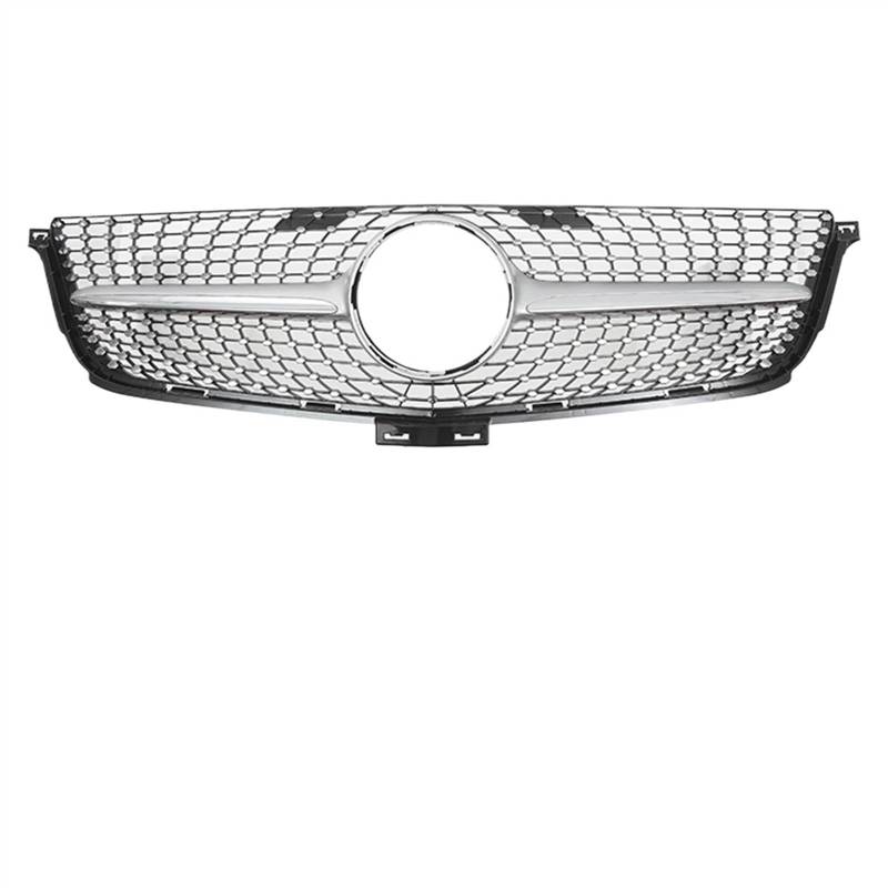 THRU Vorderer Mittelgrill des Kompatibel Mit Benz Für ML-Klasse W166 ML350 ML550 2012 2013 2014 2015 Stoßstangengitter Fronteinlassgitter Auto-Frontgrill Auto-Frontkühlergrill(Silver,Diamond) von THRU