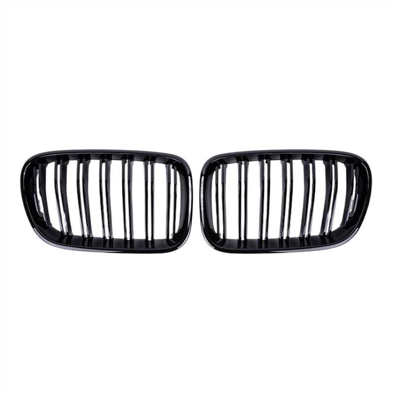 THRU Vorderer Mittelgrill des Kompatibel Mit X3 F25 2011 2012 2013 Schwarz Glänzend Auto Front Nieren Stoßfänger Gitter Rennsport Grill Doppel Linie Gitter Zubehör Ersatz(Gloss Black) von THRU