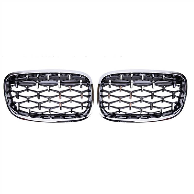 THRU Vorderer Mittelgrill des Kompatibel Mit X5 X6 E70 E71 E72 2007 2008 2009 2010 2011 2012 2013 Diamant-Chrom-Kühlergrill Nieren-Frontstoßstange Facelift-Grill Innen(Silver) von THRU