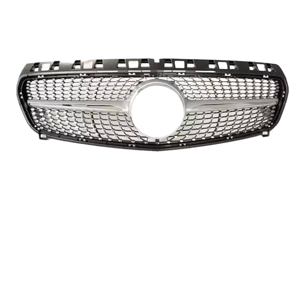 Vorderer Mittelgrill des Kompatibel Mit Benz Für A-Klasse W176 A180 A200 A45 2013 2014 2015 2016 2017 2018 Auto-Frontgrill Im Diamant-Stil, Stoßstangengitter, Fronteinlassgitter(Silver,2013-2015) von THRU