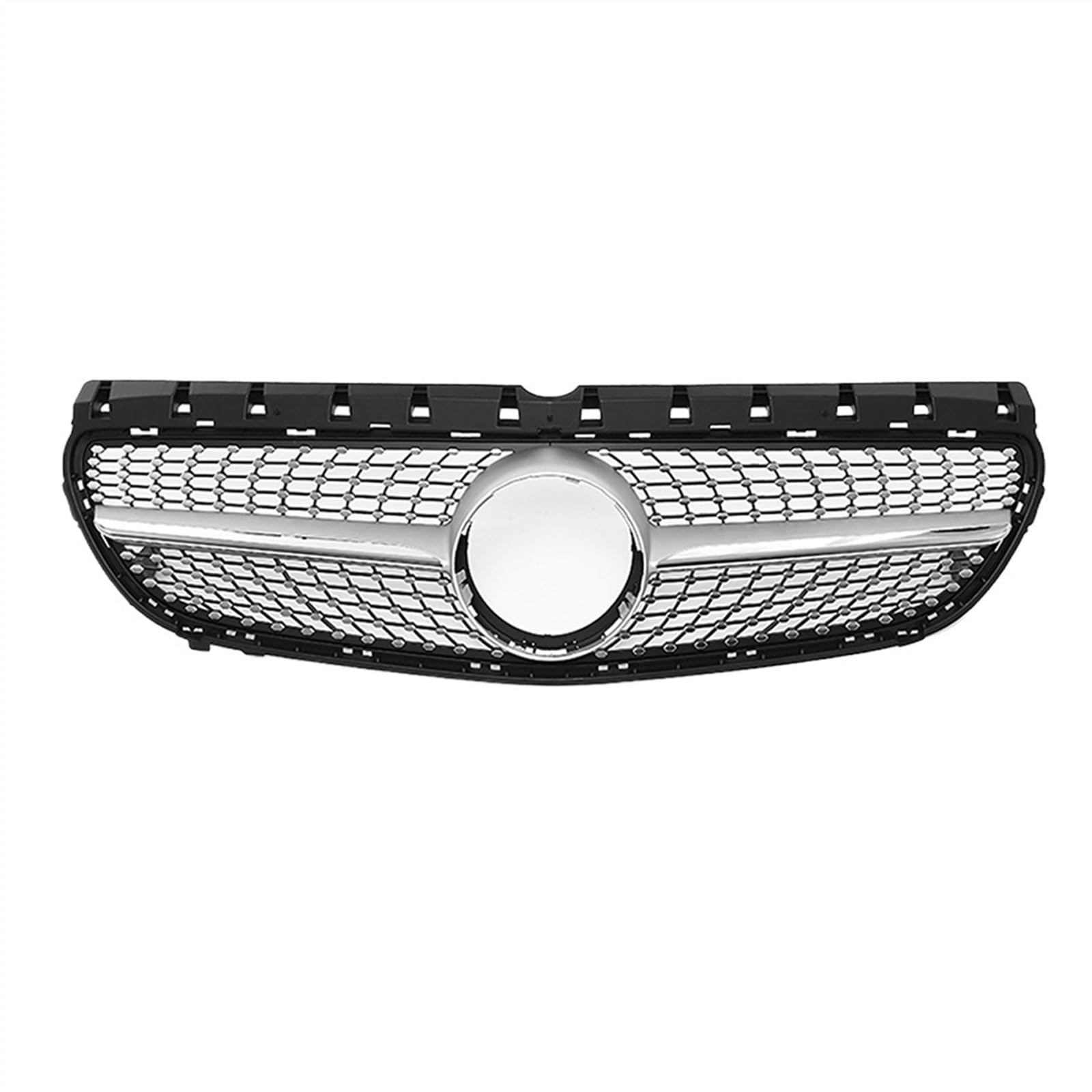 Vorderer Mittelgrill des Kompatibel Mit Benz Für B-Klasse W246 B180 B200 B250 2015 2016 2017 2018 2019 Frontgrill Für Die Stoßstange, Chrom-Diamanten-Stil, Grill Glänzend Schwarz(Silver,Diamonds) von THRU