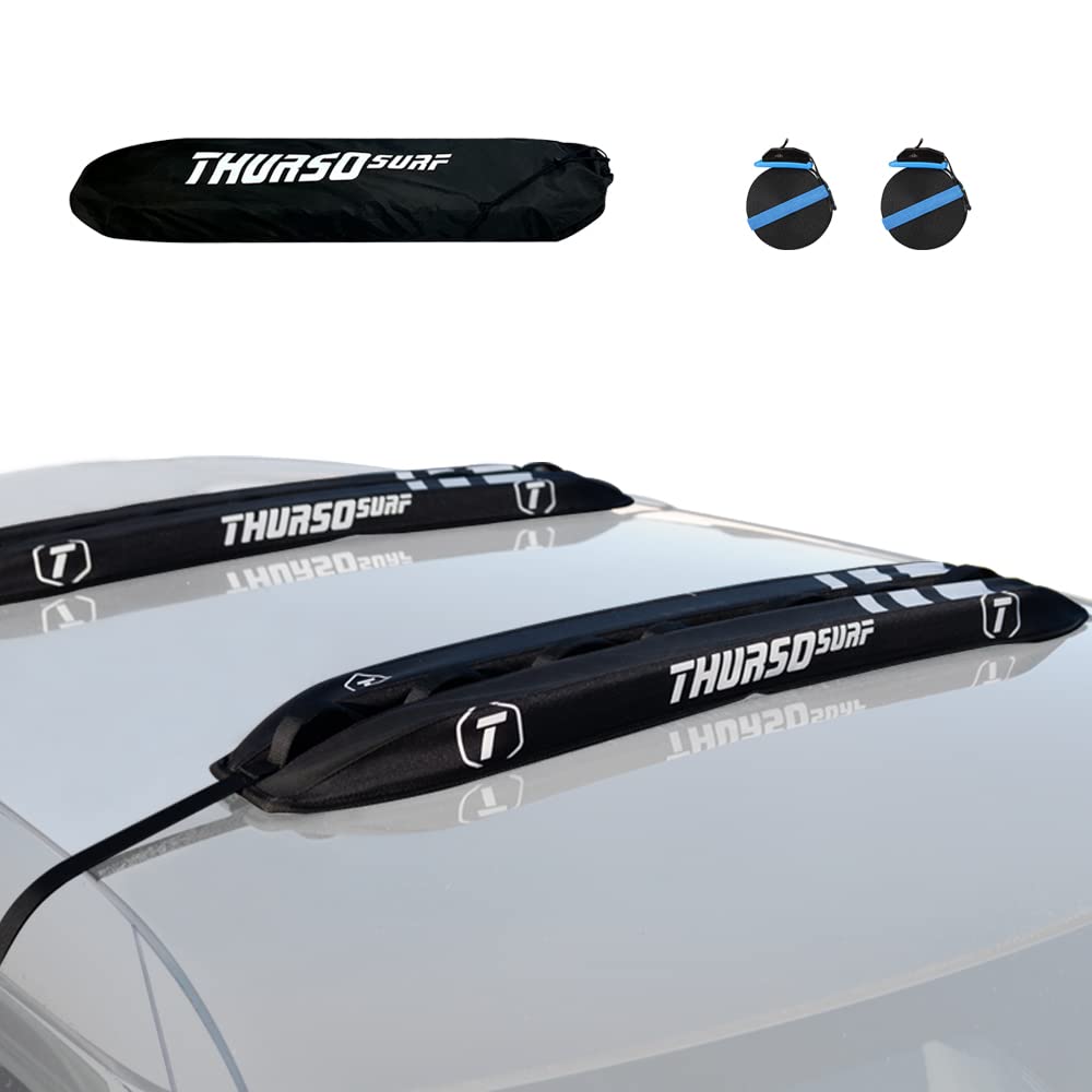 THURSO SURF Universal Dachgepäckträger für Auto Weiche Dachträger für Kajak Ski Snowboard SUP Paddle Board Zubehör Mehrere Befestigungspunkte Daisy Chain 18 cm Basis 5 m Spanngurte Metallverschlüsse von THURSO SURF