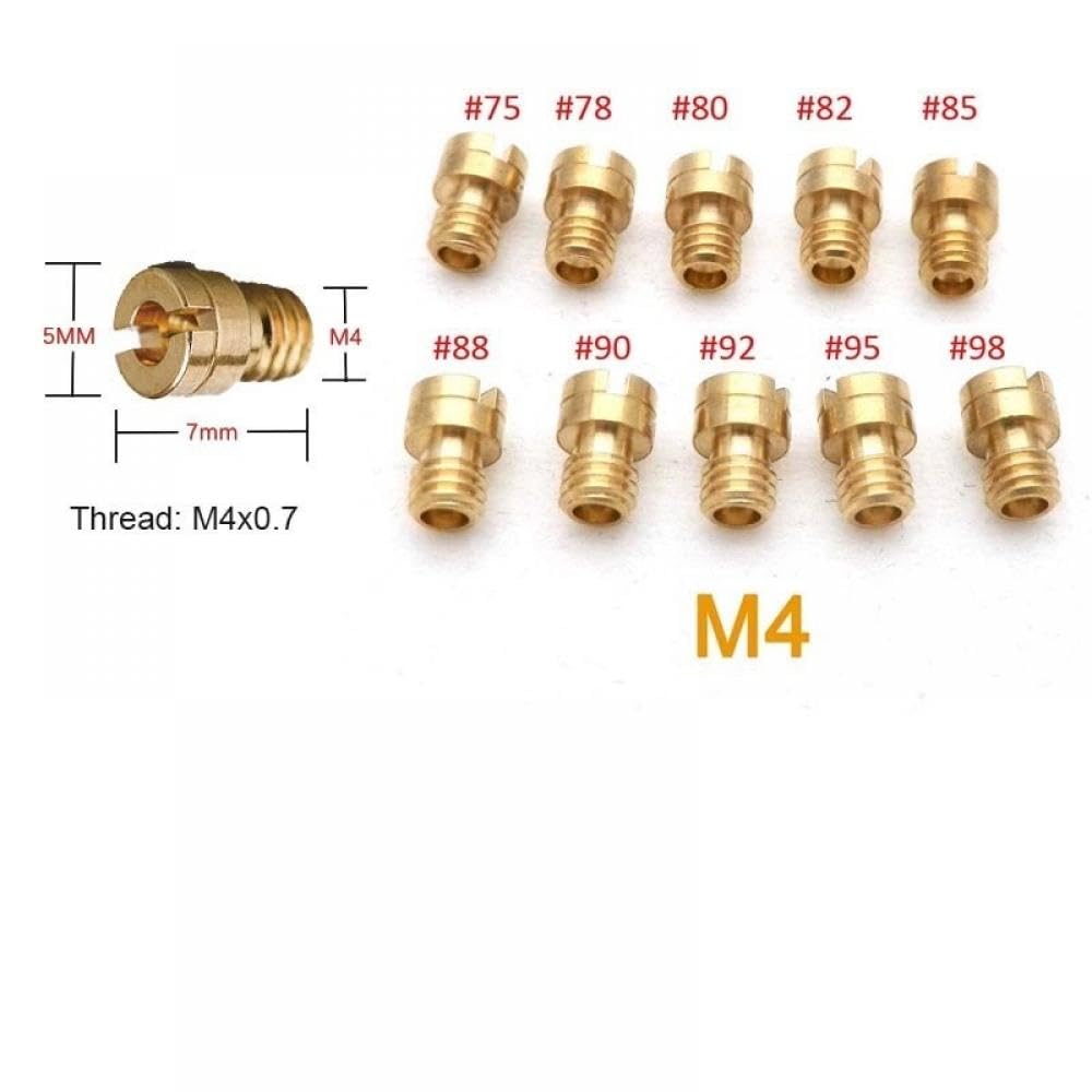 10 Stück 4 mm 5 mm Hauptdüse für GY6 50 cc 139QMB PZ19, kompatibel mit Mikuni OKO Koso PWK Vergaser(CUSTOMIZE (M4)) von THgfdZX