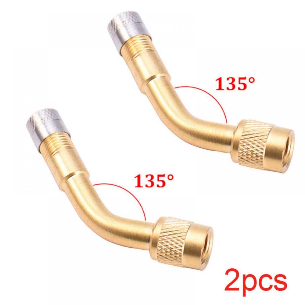 2Pcs 45 90 135 Grad Winkel Gebogen Ventil Adapter Reifen Rohr Ventil Verlängerung Adapter Kompatibel Mit Auto Motorrad fahrrad(GOLDEN 135 DEGREE) von THgfdZX