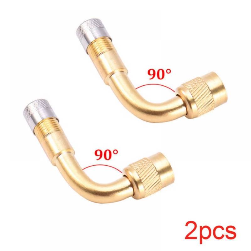 2Pcs 45 90 135 Grad Winkel Gebogen Ventil Adapter Reifen Rohr Ventil Verlängerung Adapter Kompatibel Mit Auto Motorrad fahrrad(GOLDEN 90 DEGREE) von THgfdZX