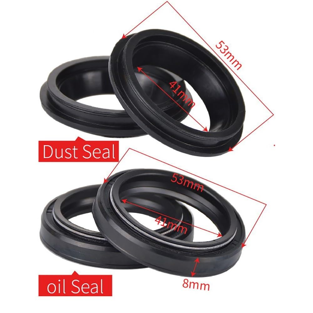 41x53x8 Motorrad Gabel Öl Dichtung Staub Dichtung Kompatibel Kompatibel mit GSF400 GS500 GSX600 GSX600F KATANA 600 DR650 DR 650(2PCS SEAL 2PCS COVER) von THgfdZX