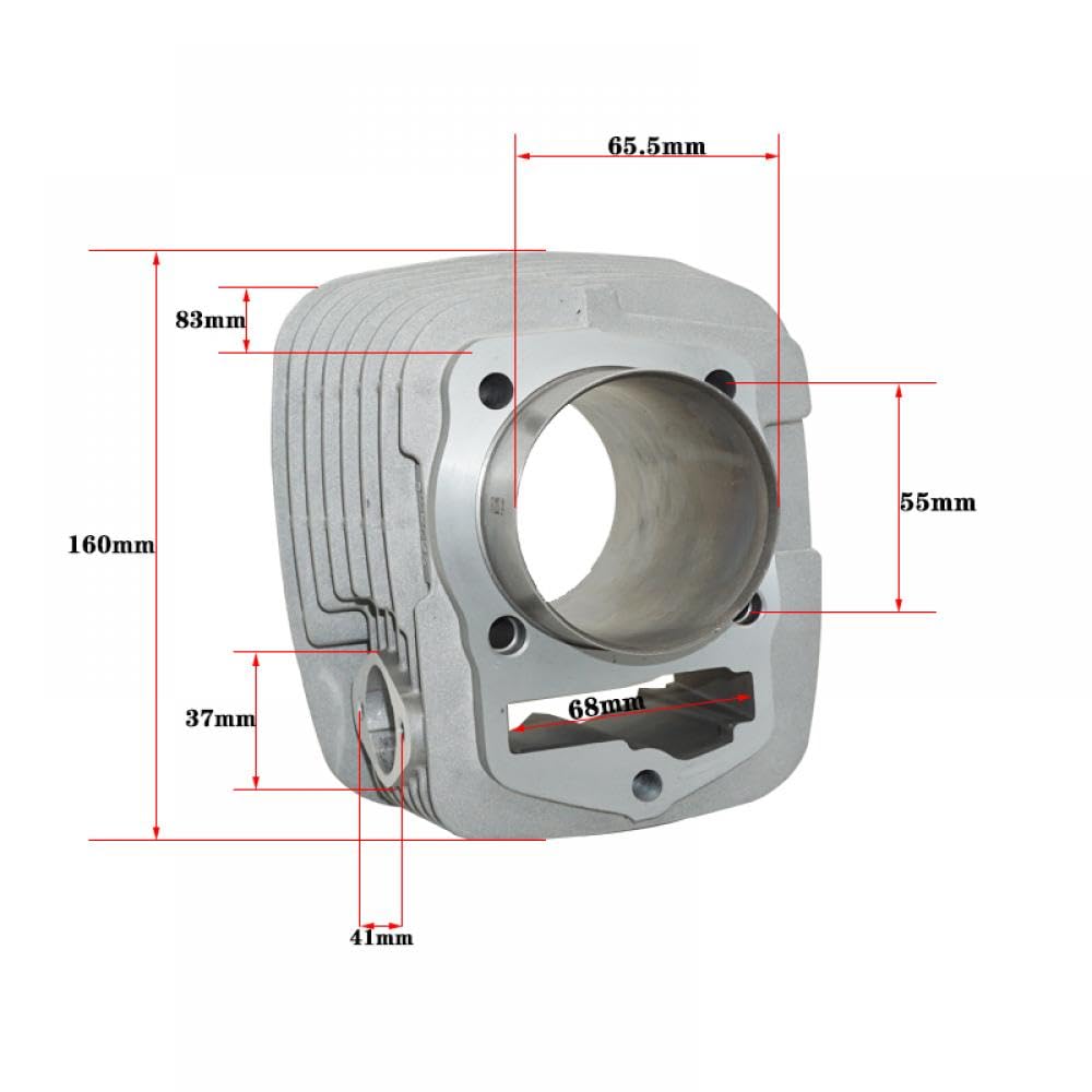 Luftgekühlte Motorkolbenring-Zylinderblockdichtung 65,5 mm Kompatibel mit CB250cc ZS166FMM CB250D-G T4 kompatible Motorräder(CYLINDER BODY) von THgfdZX