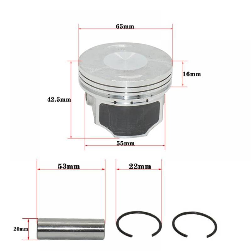 Luftgekühlte Motorkolbenring-Zylinderblockdichtung 65,5 mm Kompatibel mit CB250cc ZS166FMM CB250D-G T4 kompatible Motorräder(PISTON) von THgfdZX