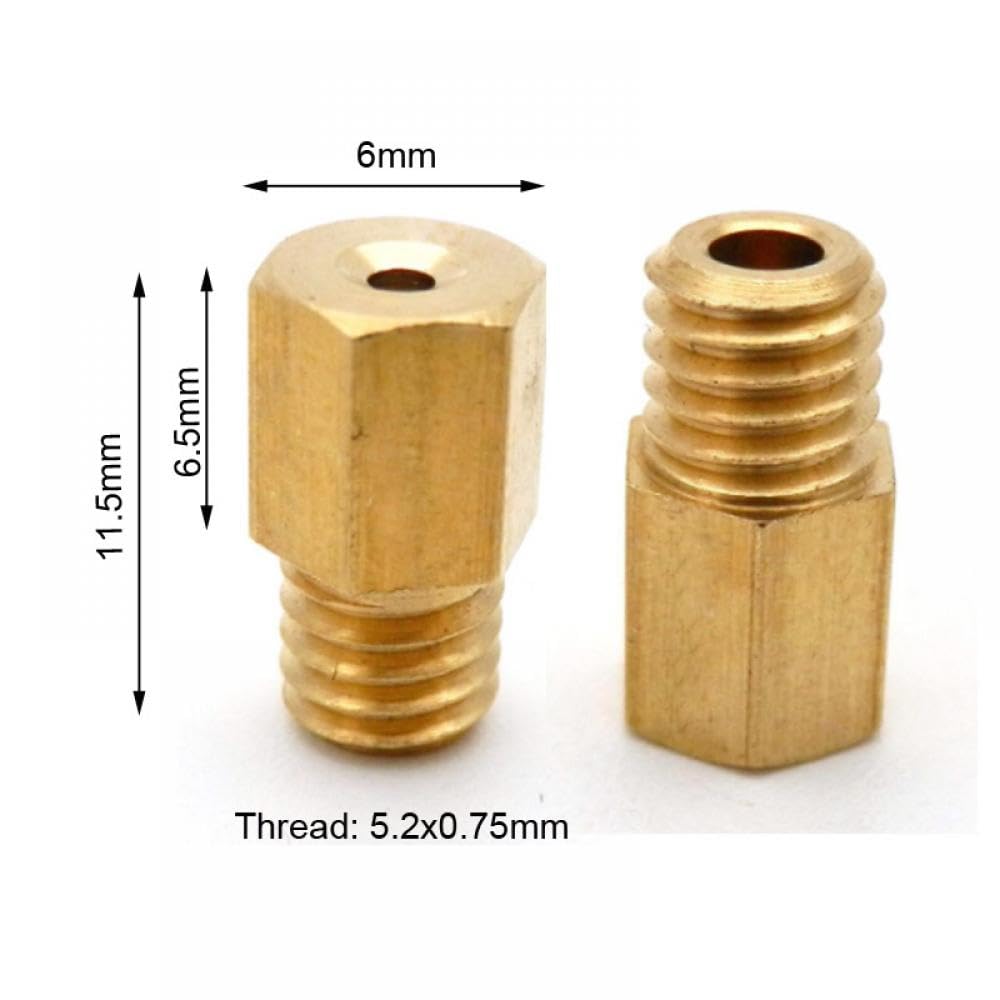 M-IK-U-NI VM TM TMX Vergaser-Hauptdüse, 5,2 x 0,75 mm Gewinde, kompatibel mit Motorrad-Vergasergrößen 100–300, Messing-Sechskantdüse(SIZE 120) von THgfdZX