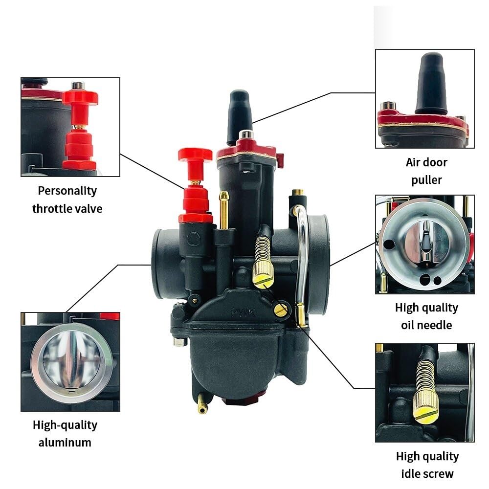 Motocross-Performance-Teile für M-ik-u-ni PWK-Vergaser, kompatibel mit 21, 24, 26, 28, 30, 32, 34 mm Motorrad-Flat-Slide-Carb-Moped-Dirt-Pit-Bike(PWK28 28MM) von THgfdZX