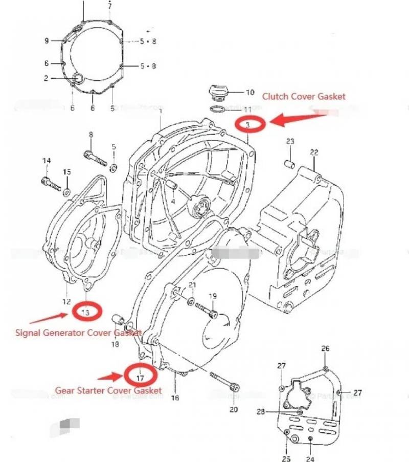 Motorrad-Motor-Generator-Kupplungsdeckel-Dichtung, kompatibel mit GSX-R1100 GSXR1100 GSX-R 1100 89–92 GSX1100 Katana 88–93(SIGNALCOVERGASKET) von THgfdZX