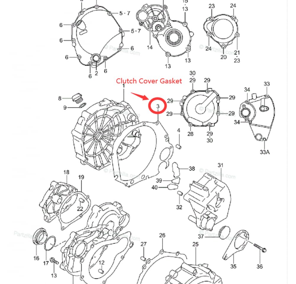 Motorrad-Motor-Stator-Abdeckungsdichtung, kompatibel mit GSXR600 GSX-R600 01–05, GSXR750 GSX-R750 00–05, GSXR1000 GSX-R1000 01–08(KITS) von THgfdZX