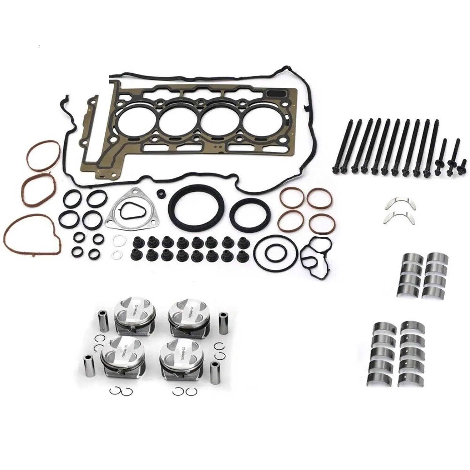 Motorüberholung, Kolben, Lager, Dichtungen, Dichtungen, Set, kompatibel mit CR Clubman Countryman Paceman R55 R56 R57 R60 R61 N12 N16 1.6 von THgfdZX