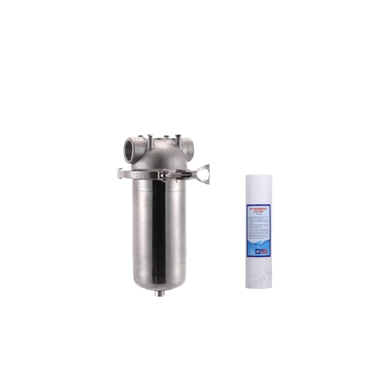 10inches Prefilter 304 Stainless Steel hot Water Filter housing DN15 DN20 DN25 for high Temperature high Flow Cartridge Filters(5clamp dn25 with PP) von TIAJTHYD